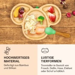 Kindergeschirr Bambusteller & Löffel 250 Ml Inkl. Saugnapf 18 X 18 Cm -Heimladen 10038291 de 0004 logo