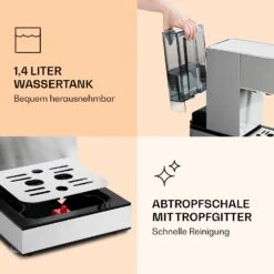 Pausa Espressomaker 1350 Watt 20 Bar Druck Wassertank: 1,4 Liter Edelstahl -Heimladen 10038393 de 0007 logo