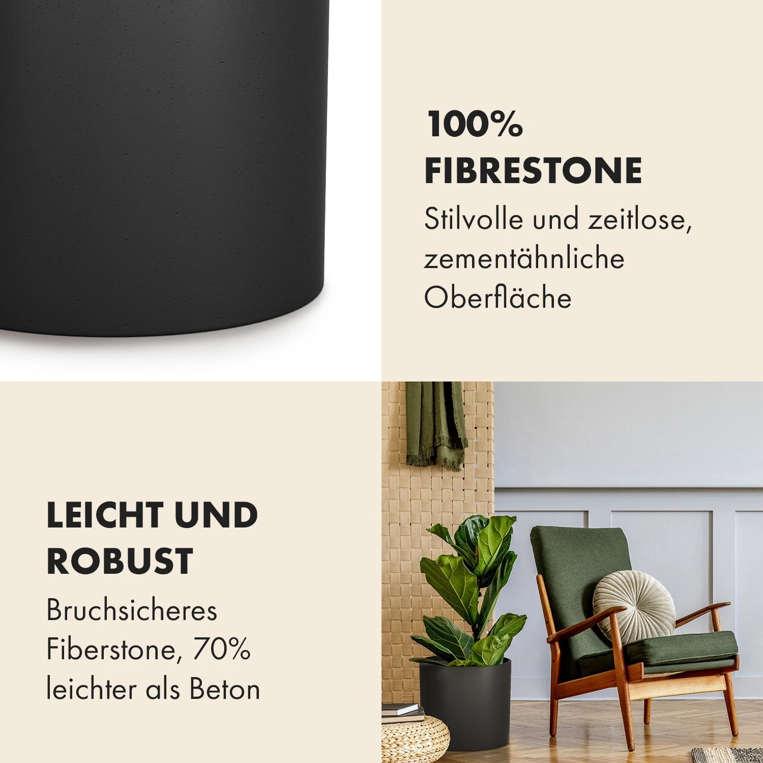 Gendt Pflanztopf Übertopf Faserstein In/Outdoor 5 Gendt Pflanztopf Übertopf Faserstein In/Outdoor – Bild 3