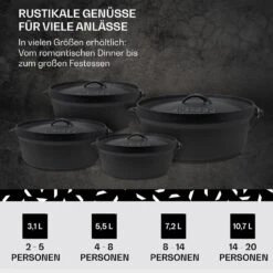 Galloway Dutch Oven 6.0 BBQ-Topf Gusseisen Voreingebrannt Größe M / 6 Qt -Heimladen 10038581 de 0006 usp
