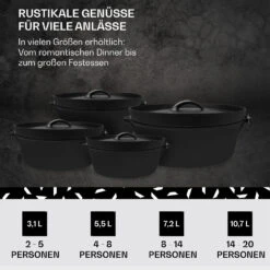 Galloway Dutch Oven 12.0 BBQ-Topf Gusseisen Größe XL / 12 Qt -Heimladen 10038583 de 0006 usp