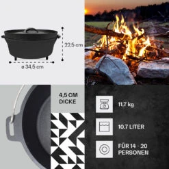 Galloway Dutch Oven 12.0 BBQ-Topf Gusseisen Standfüße Größe XL / 12 Qt -Heimladen 10038587 de 0004 usp