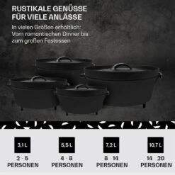 Galloway Dutch Oven 12.0 BBQ-Topf Gusseisen Standfüße Größe XL / 12 Qt -Heimladen 10038587 de 0006 usp