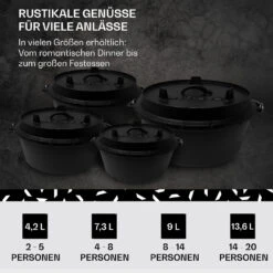 Guernsey Premium Dutch Oven 12.0 BBQ-Topf Gusseisen Voreingebrannt Größe XL / 12 Qt -Heimladen 10038640 de 0006 usp