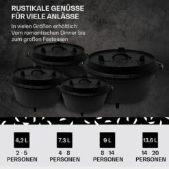 Guernsey Premium Dutch Oven 12.0 BBQ-Topf Gusseisen Standfüße Größe XL / 12 Qt -Heimladen 10038644 de 0006 usp