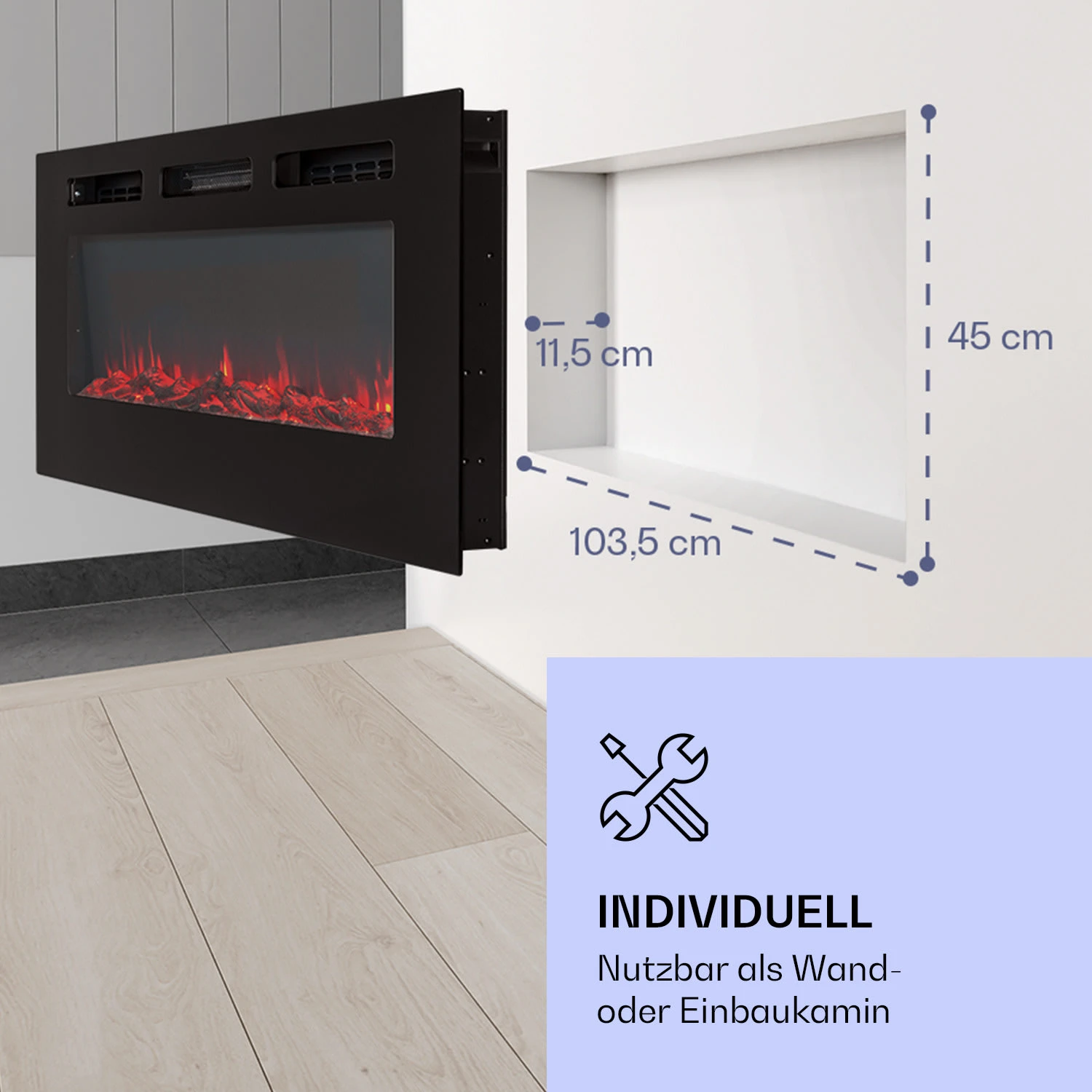 Galeras Elektrischer Wand- Und Einbaukamin 1800 W LED 3 Farben Timer 7 Galeras Elektrischer Wand- Und Einbaukamin 1800 W LED 3 Farben Timer – Bild 5