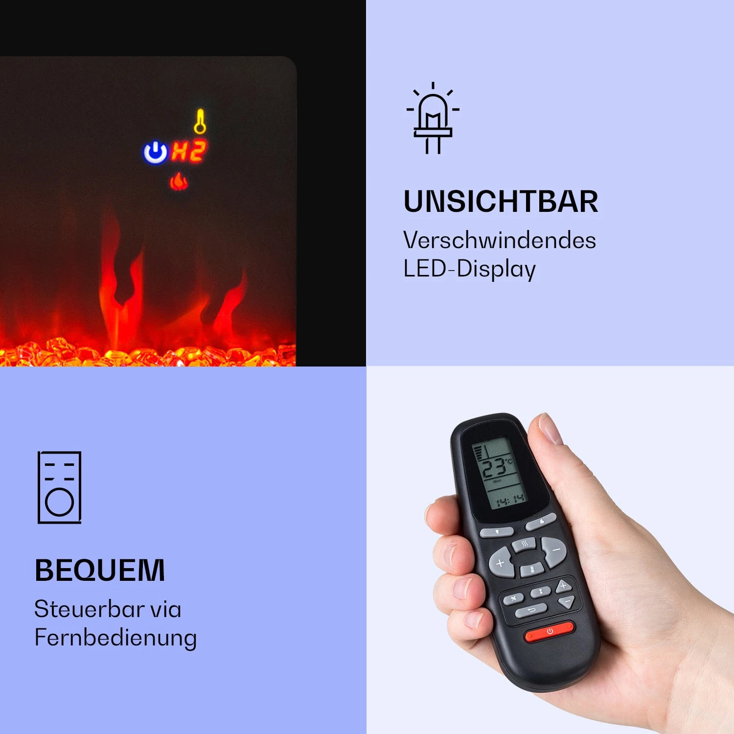 Galeras Elektrischer Wand- Und Einbaukamin 1800 W LED 3 Farben Timer 8 Galeras Elektrischer Wand- Und Einbaukamin 1800 W LED 3 Farben Timer – Bild 6