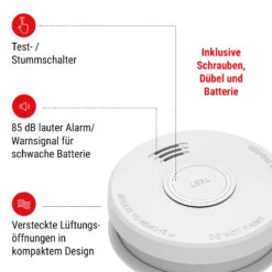 Rauchmelder DOF19 Kunststoff Warnsignal: 85 DB 9V Batteriebetrieben -Heimladen 10038755 de 0002 logo