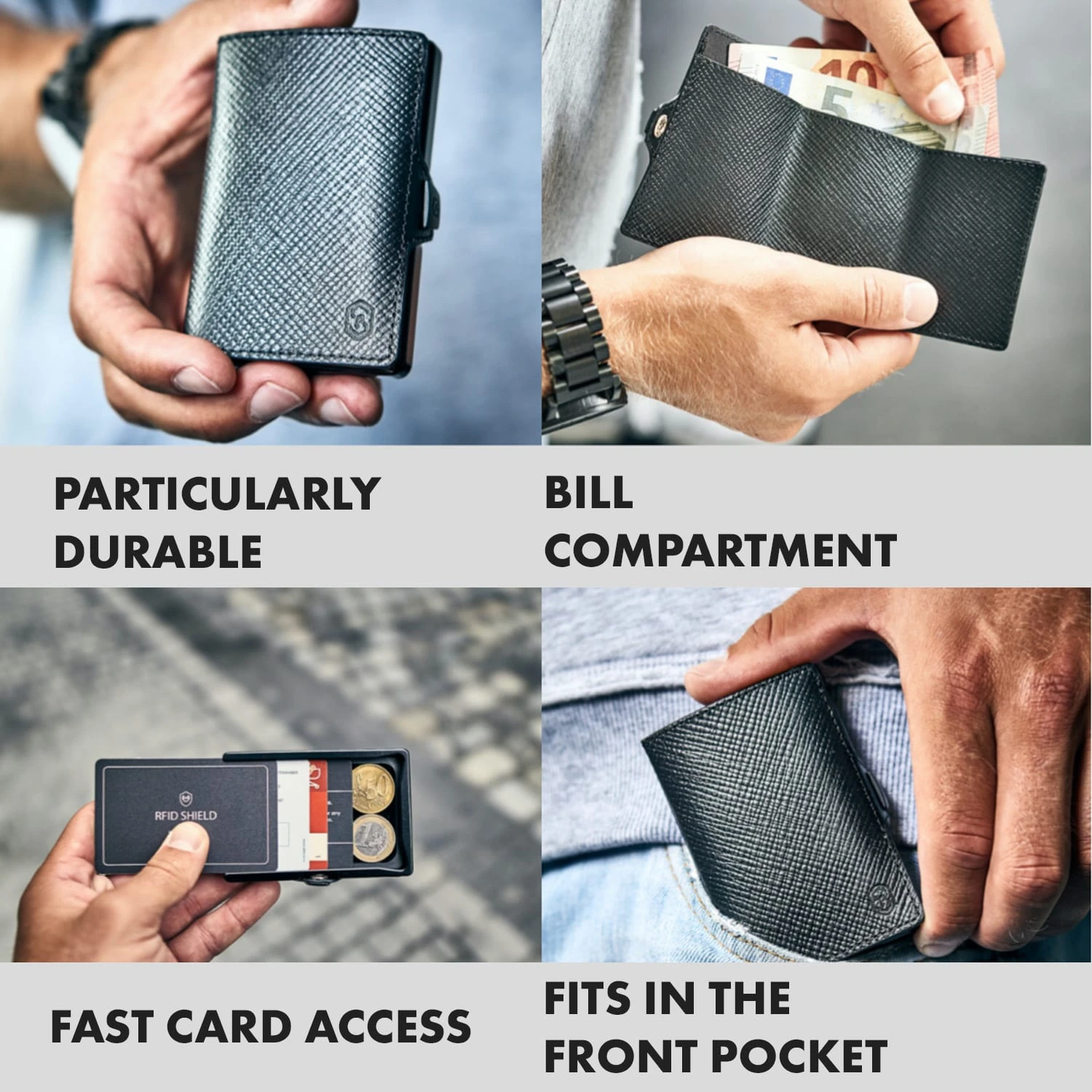 ZNAP Slim Wallet 12 Karten Münzfach 8 X 1,8 X 6 Cm (BxHxT) RFID-Schutz 4 ZNAP Slim Wallet 12 Karten Münzfach 8 X 1,8 X 6 Cm (BxHxT) RFID-Schutz – Bild 2