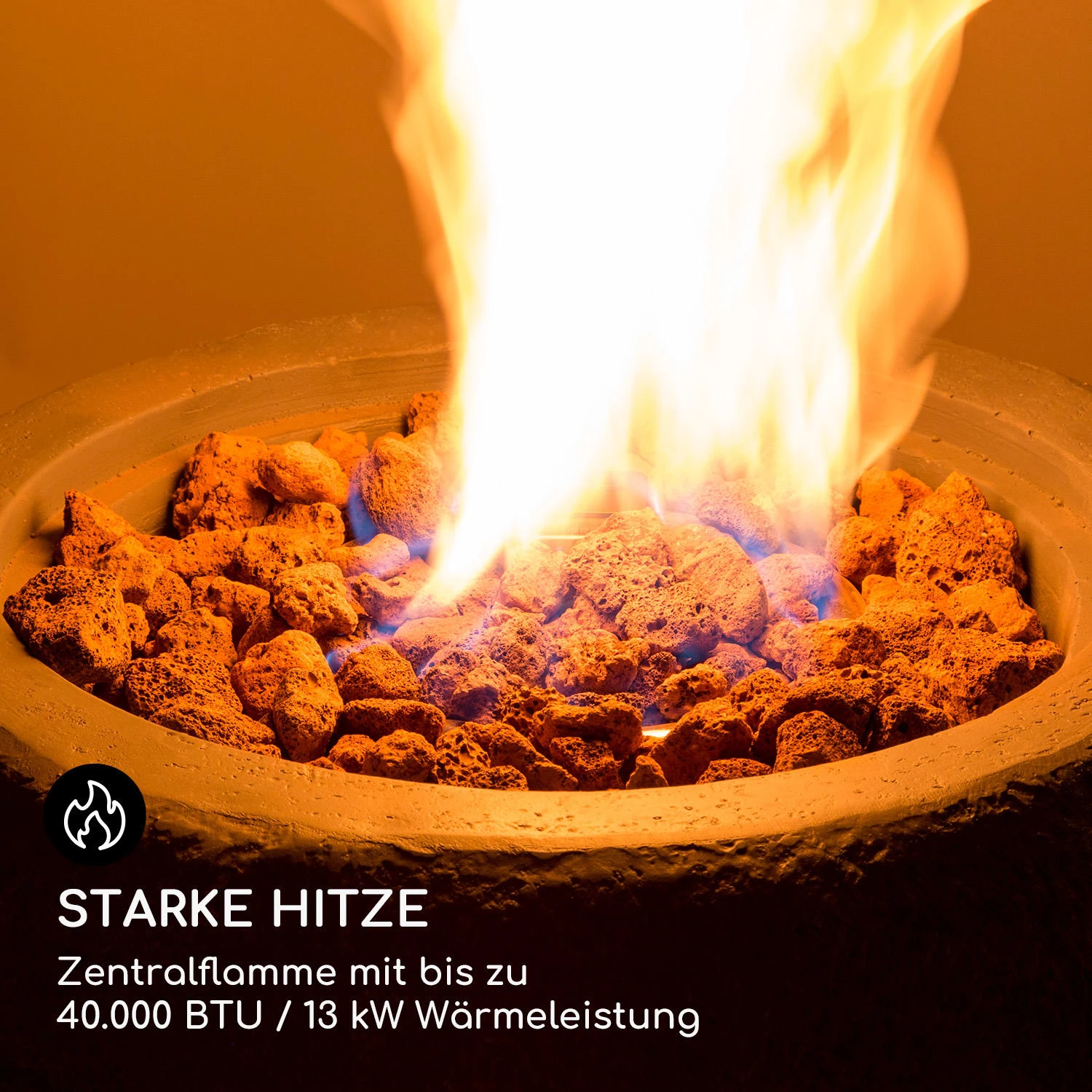 Andros Gas-Feuerstelle 40.000BTU/13kW Deckel Edelstahlbrenner 5 Andros Gas-Feuerstelle 40.000BTU/13kW Deckel Edelstahlbrenner – Bild 3