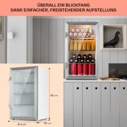 Beersafe XXL Crystal White Kühlschrank 80 Ltr Panoramaglas Edelstahl -Heimladen 10039424 DE 0006 usp