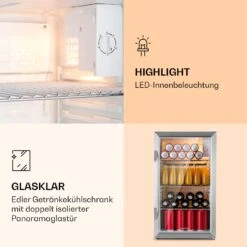 Beersafe XXL Crystal White Kühlschrank 80 Ltr Panoramaglas Edelstahl -Heimladen 10039424 de 0004 logo