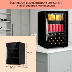 Beersafe 5XL Kühlschrank 148 Liter 3 Böden Panoramaglastür Edelstahl -Heimladen 10039512 DE 0006 usp