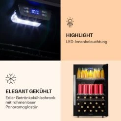 Beersafe 5XL Kühlschrank 148 Liter 3 Böden Panoramaglastür Edelstahl -Heimladen 10039512 de 0004 logo