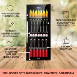 Beersafe 7XL Kühlschrank 242 Liter 5 Böden Panoramaglastür Edelstahl -Heimladen 10039513 DE 0005 usp