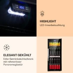 Beersafe 7XL Kühlschrank 242 Liter 5 Böden Panoramaglastür Edelstahl -Heimladen 10039513 de 0004 logo