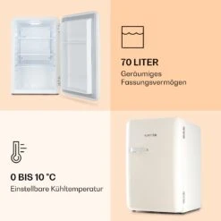 Audrey Retro-Kühlschrank 70 Liter 3 Regale 2 Türfächer Innenbeleuchtung -Heimladen 10039694 de 0004 logo