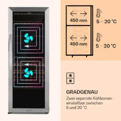 Klarstein Vinamour 77 Duo Weinkühlschrank 191 Liter 5 - 20 °C 2 Kühlzonen -Heimladen 10039771 de 0004 logo