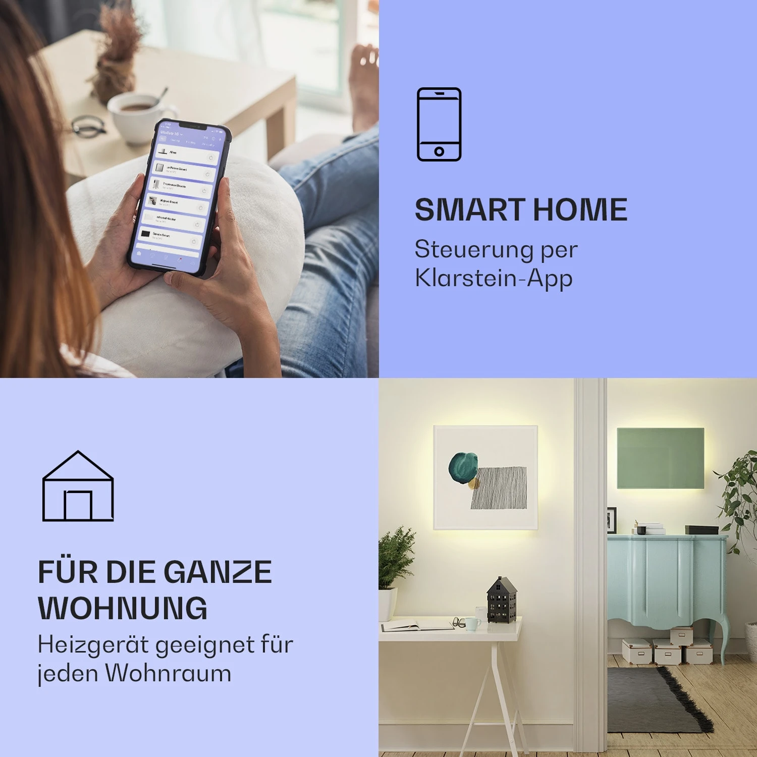 Mojave 750 Smart 2-in-1 Heizgerät Infrarot Konvektor 85x60cm 750W RGB-Licht 4 Mojave 750 Smart 2-in-1 Heizgerät Infrarot Konvektor 85x60cm 750W RGB-Licht – Bild 2