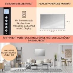La Palma 750 Smart 2-in-1 Heizgerät Infrarot Konvektor 85x60cm 750W Spiegelfront -Heimladen 10039833 de 0006 usp