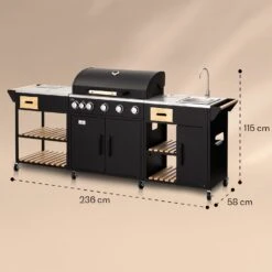 Jersey Outdoor Kitchen Gasgrill Spüle 20,7 KW 5+1 Brenner Mobil -Heimladen 10039854 yy 0008 dimensions