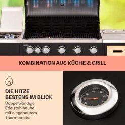 Jersey Outdoor Kitchen Gasgrill 20,7 KW 5+1 Brenner Mobil Regenschutz -Heimladen 10039855 de 0003 usp