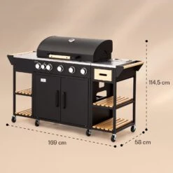 Jersey Outdoor Kitchen Gasgrill 20,7 KW 5+1 Brenner Mobil Regenschutz -Heimladen 10039855 yy 0008 dimensions