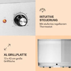 Grillmeile 4400 Elektrogrill Plancha 2x2200W Grillplatte Edelstahl -Heimladen 10039915 de 0003 logo