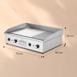Grillmeile 4400 Elektrogrill Plancha 2x2200W Grillplatte Edelstahl -Heimladen 10039915 yy 0008 dimensions