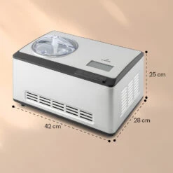 Dolce Bacio Smart Eiscremebereiter Yogurtmaker Kompressor 2 Liter WiFi Touch Edelstahl -Heimladen 10040048 yy 0008 dimensions