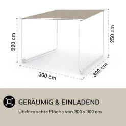 Nantes Pavillon Gazebo Sonnendach 3x3m Polyester Stahlrahmen UV50+ Bodenrollen -Heimladen 10040106 de 0004 logo
