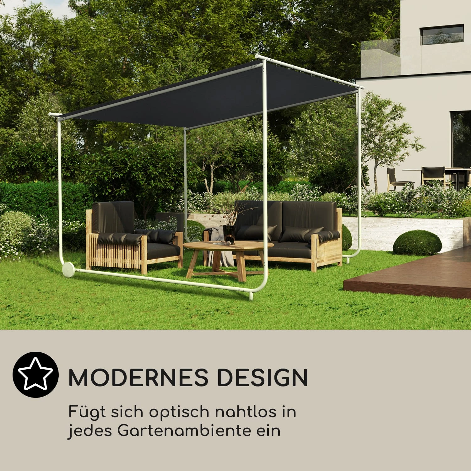 Nantes Pavillon Gazebo Sonnendach 3x3m Polyester Stahlrahmen UV50+ Bodenrollen 7 Nantes Pavillon Gazebo Sonnendach 3x3m Polyester Stahlrahmen UV50+ Bodenrollen – Bild 5