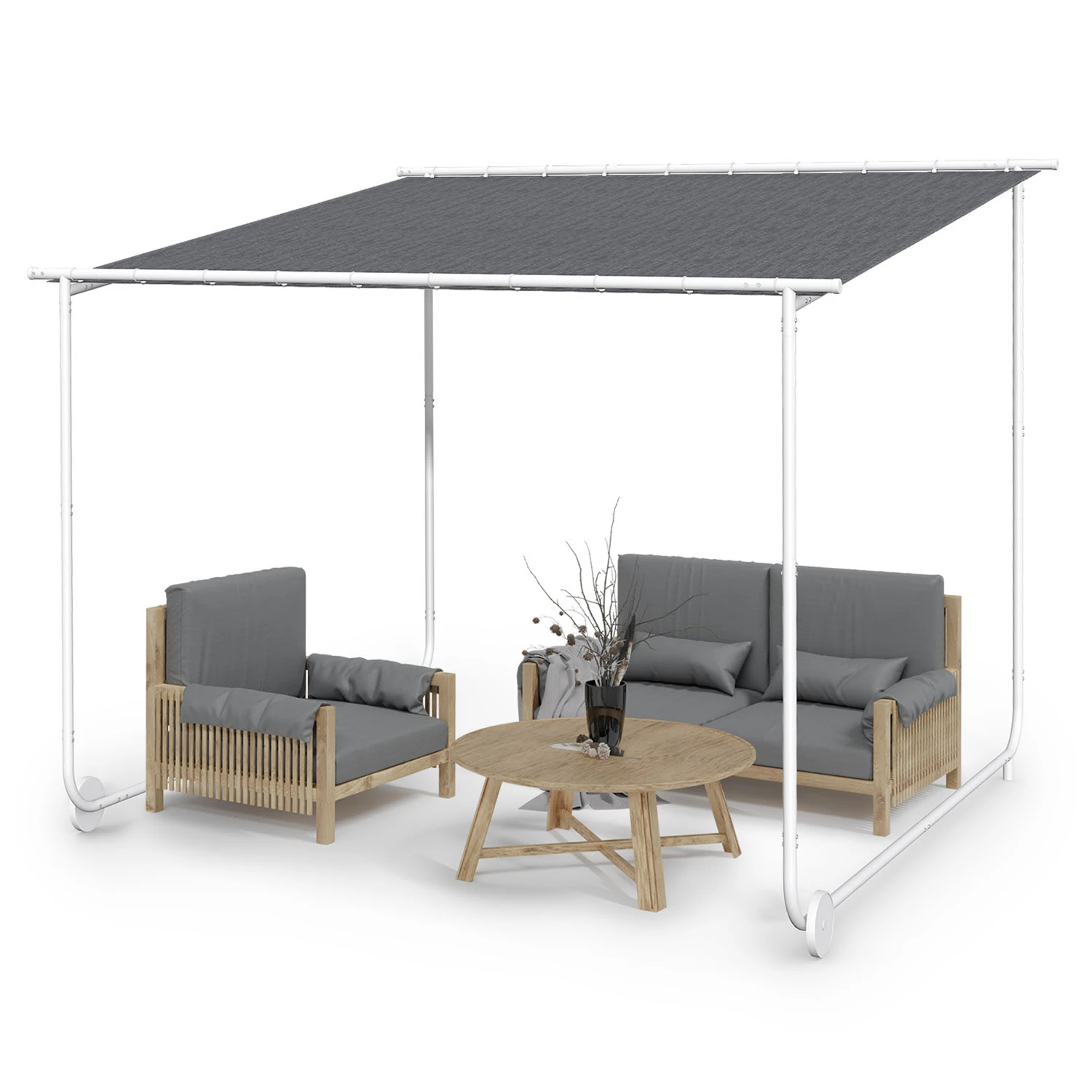 Nantes Pavillon Gazebo Sonnendach 3x3m Polyester Stahlrahmen UV50+ Bodenrollen 3 Nantes Pavillon Gazebo Sonnendach 3x3m Polyester Stahlrahmen UV50+ Bodenrollen