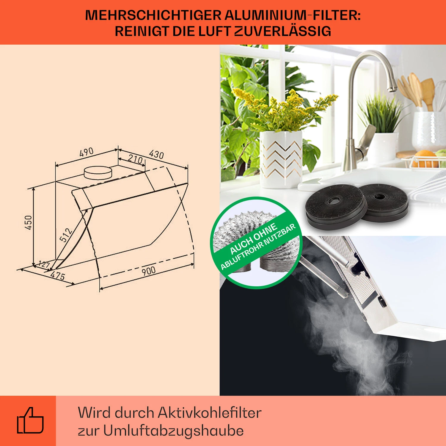 Clara 90 Dunstabzugshaube Glas 509 M³/h Touch Ambiente-Licht 7 Clara 90 Dunstabzugshaube Glas 509 M³/h Touch Ambiente-Licht – Bild 5