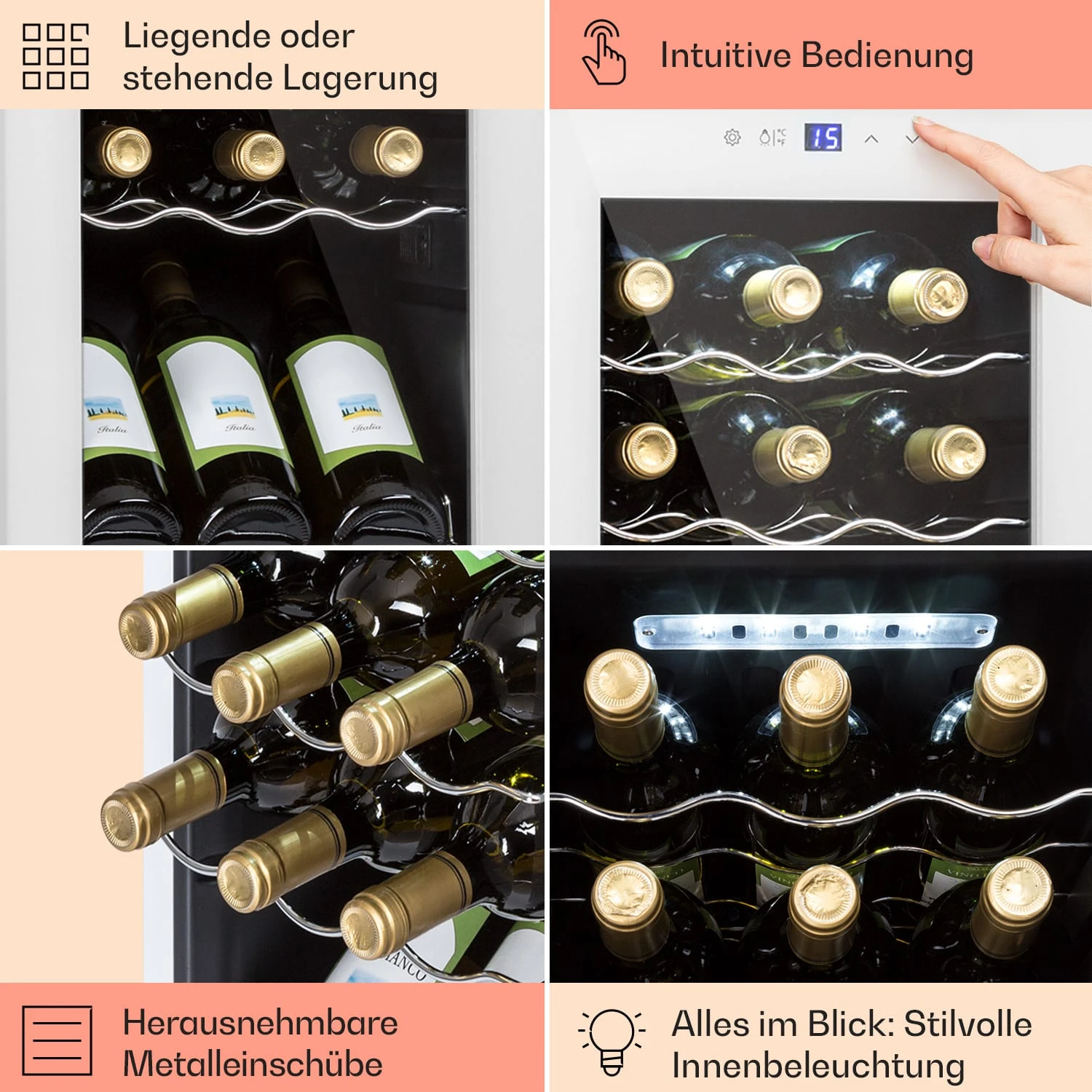 Shiraz 18 Slim Uno Weinkühlschrank 50l 18Fl Touch-Bedienfeld 5-18°C 7 Shiraz 18 Slim Uno Weinkühlschrank 50l 18Fl Touch-Bedienfeld 5-18°C – Bild 5