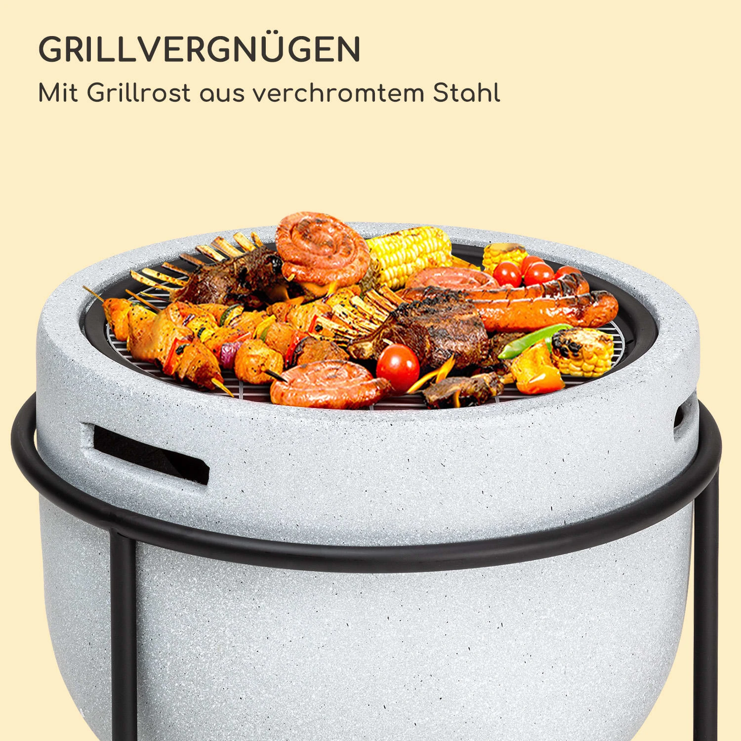 Blumfeldt Grail Feuerschale Mit Grill MGO & Stahlschale Inkl. Funkenschutz 5 Blumfeldt Grail Feuerschale Mit Grill MGO & Stahlschale Inkl. Funkenschutz – Bild 3