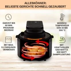 Vendure Heißluftfritteuse Mit Dampffunktion 1250W 5 Liter 6 Programme -Heimladen 10040278 de 0003 usp