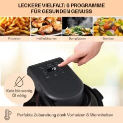 Vendure Heißluftfritteuse Mit Dampffunktion 1250W 5 Liter 6 Programme -Heimladen 10040278 de 0004 usp