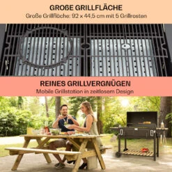 Aberdeen Double Holzkohlegrill Smoker Thermometer 2 Seitentische Mobil -Heimladen 10040293 de 0004 usp