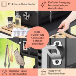 Aberdeen Double Holzkohlegrill Smoker Thermometer 2 Seitentische Mobil -Heimladen 10040293 de 0006 usp