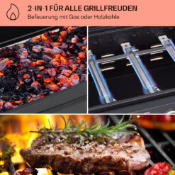 Aberdeen Kombi-Grill Gas Kohle Smoker Thermometer 2 Seitentische Mobil -Heimladen 10040294 de 0003 usp