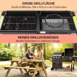 Aberdeen Kombi-Grill Gas Kohle Smoker Thermometer 2 Seitentische Mobil -Heimladen 10040294 de 0004 usp