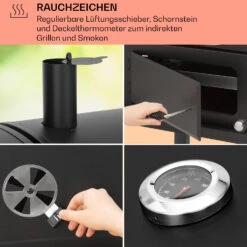 Aberdeen Kombi-Grill Gas Kohle Smoker Thermometer 2 Seitentische Mobil -Heimladen 10040294 de 0005 usp