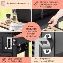 Aberdeen Kombi-Grill Gas Kohle Smoker Thermometer 2 Seitentische Mobil -Heimladen 10040294 de 0006 usp