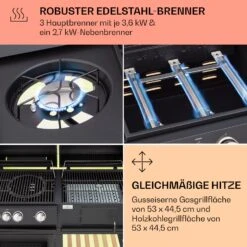 Aberdeen Kombi-Grill Gas Kohle Smoker Thermometer 2 Seitentische Mobil -Heimladen 10040295 de 0004 usp