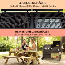 Aberdeen Kombi-Grill Gas Kohle Smoker Thermometer 2 Seitentische Mobil -Heimladen 10040295 de 0005 usp