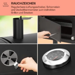 Aberdeen Kombi-Grill Gas Kohle Smoker Thermometer 2 Seitentische Mobil -Heimladen 10040295 de 0006 usp