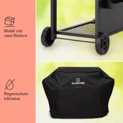 Aberdeen Kombi-Grill Gas Kohle Smoker Thermometer 2 Seitentische Mobil -Heimladen 10040295 de 0009 usp