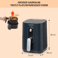 Crisp-Pro Heißluftfritteuse Air Fryer 1400W 2,8 Ltr Timer Edelstahl -Heimladen 10040698 de 0006 usp