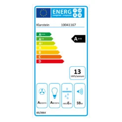Ava 60 Dunstabzugshaube 60cm Wandhaube WiFi A++ 515m³/h Touch -Heimladen 10041167 energy label